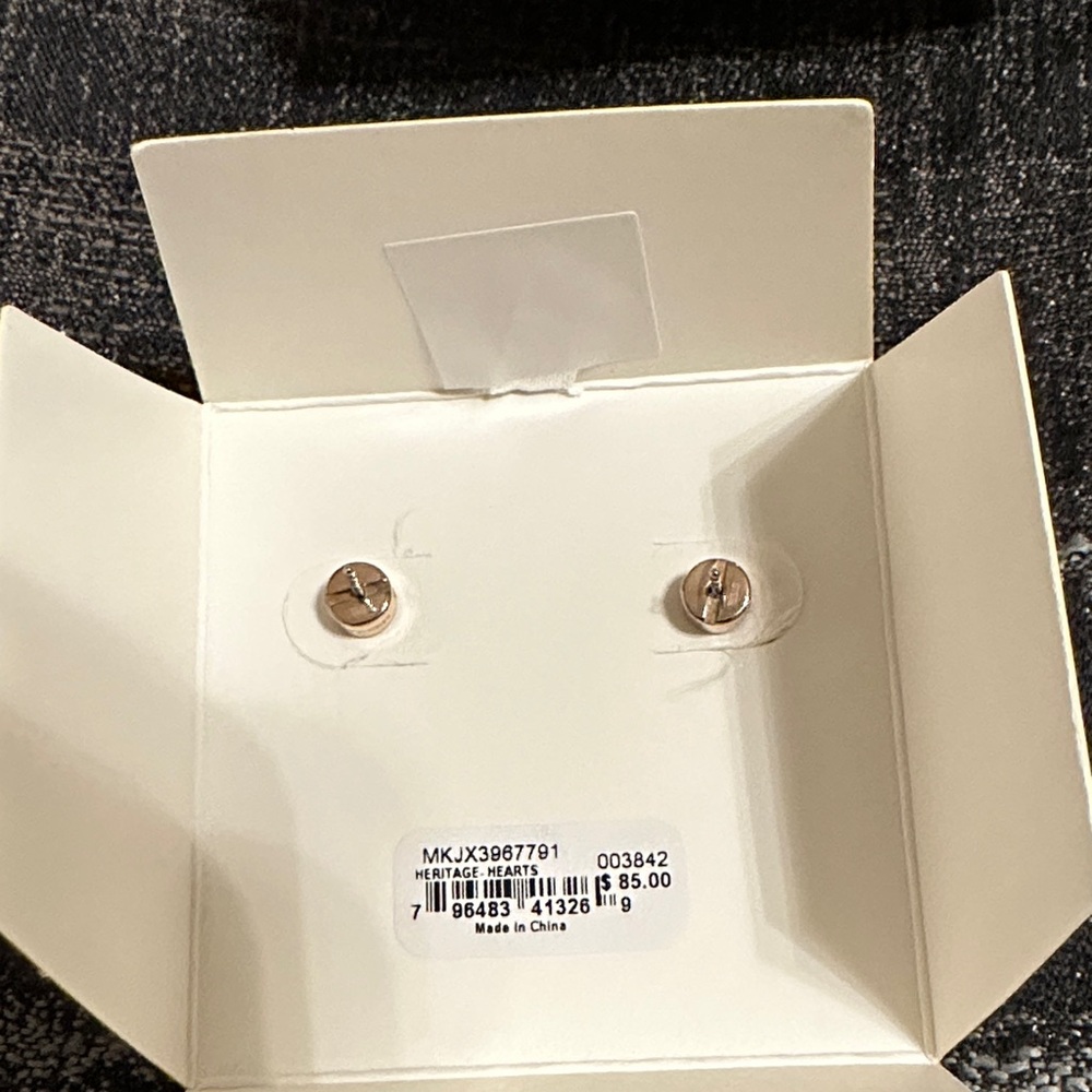 Michael Kors Gold and Brown Heart Earrings - Picture 3 of 11